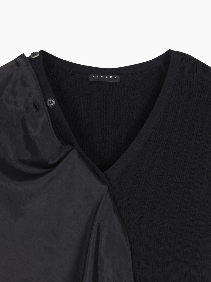 SLEEVELESS SWEATER - null - Black | Sisley K image number 3